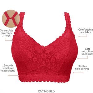 Parfait Adriana Wire-Free Lace Bralette Sz 36FF Racing Red